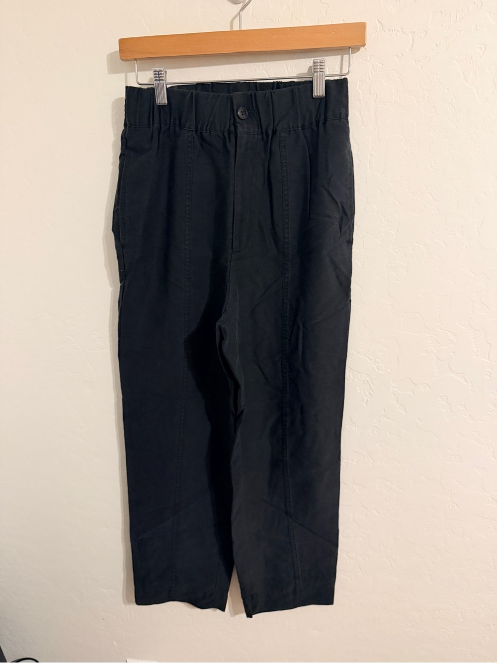 Madewell Black Straight-Leg Pants Elastic Waist Relaxed Fit XS